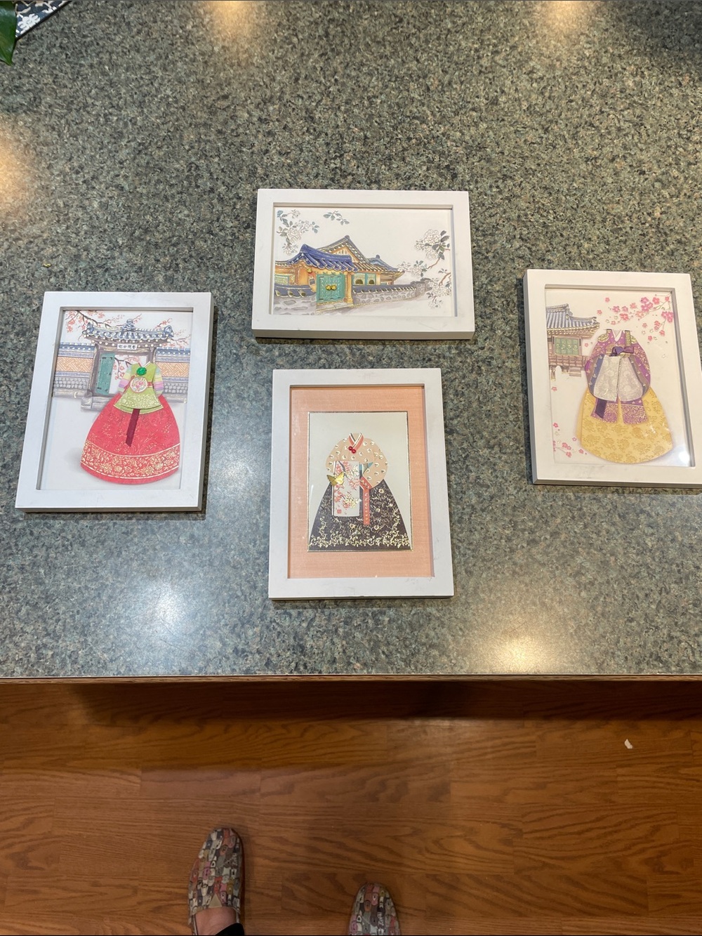 Set of 4 Japanese inspired framed photos.  3D 5x7 each standup or hang